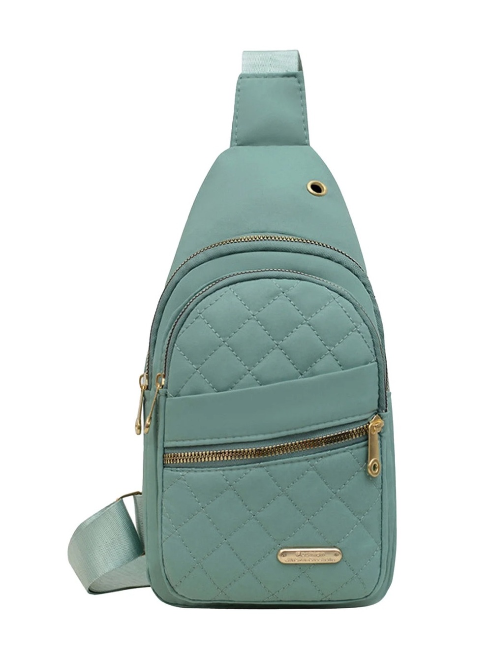 Quilted Sage Green Mini Sling Crossbody Bag